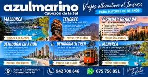 Viajes Azul Marino ofrece desde Cabezón de la Sal seis alternativas al Imserso para viajar en 2027
