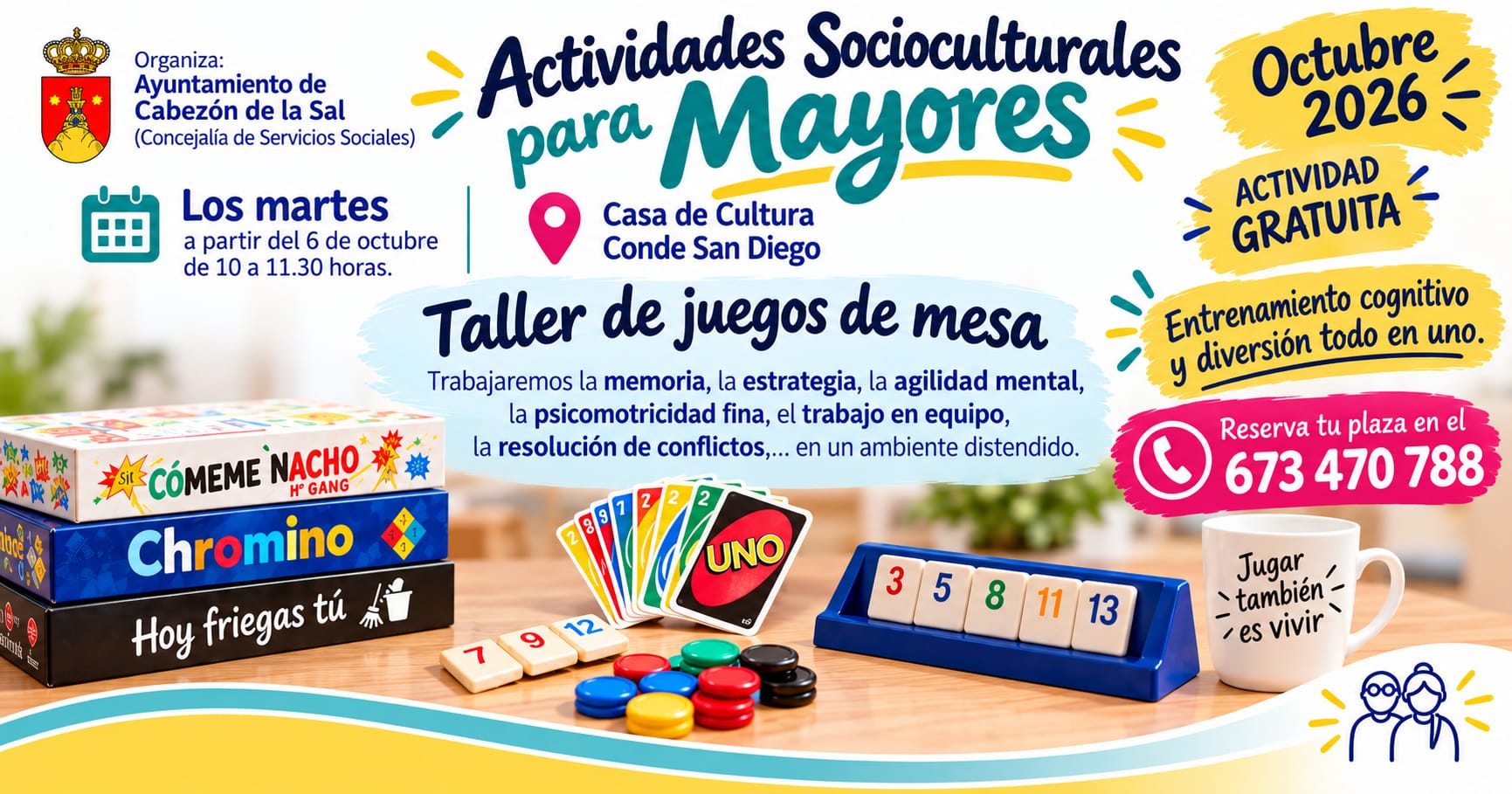 Cabezón de la Sal recupera en octubre el taller gratuito de juegos de mesa para mayores