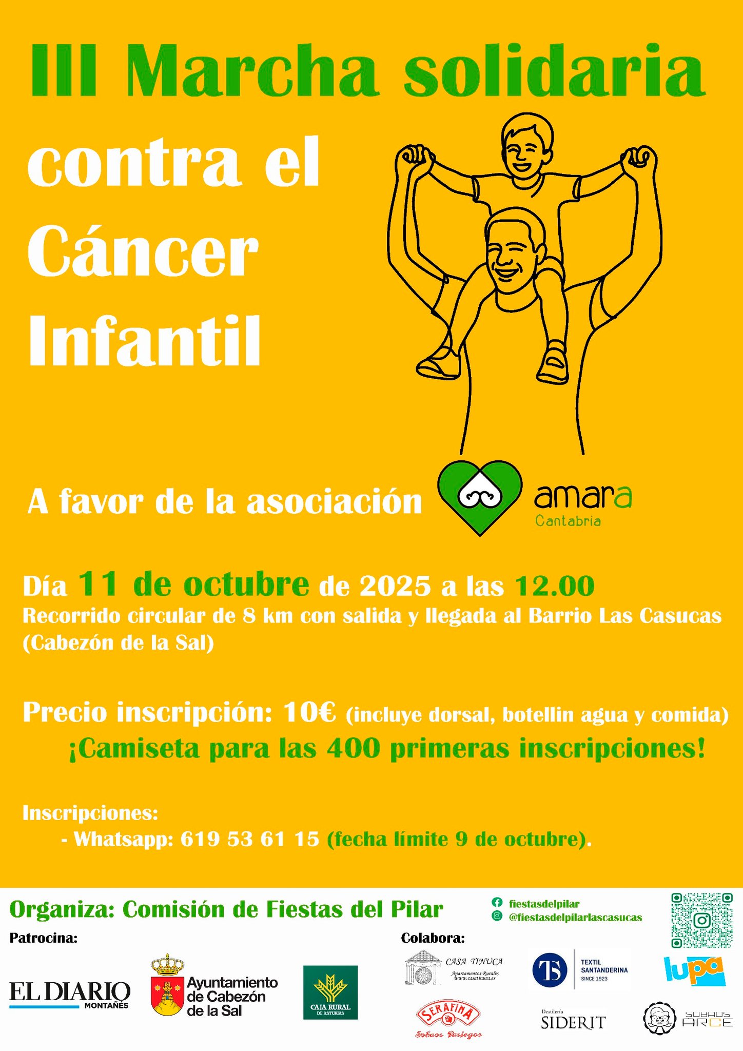 Chus Mata, presidenta de Amara Cantabria hablando de la III Marcha Benéfica contra el Cáncer Infantil de las fiestas del Pilar en Las Casucas